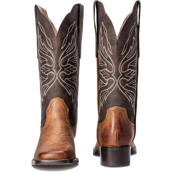 DPTIQRW Womens Brown Fashion Western Cowboy Boots Square Toe Wide Cowgirl - Picture 2 of 7